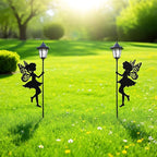 Solar Fairy Garden Stake Decorative Lantern Outdoor Waterproof, 2-Pack Solar Courtyard Lawn Decorative Lights,Outdoor Garden Statue Lights (Warm Lighting)