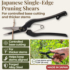 Wablade Japanese Pruning Shears, 8.2" Long, Cuts up to 0.39", Made in Japan | Precision bonsai scissors for thicker stems & base cutting, forged alloy steel blade for clean, controlled cuts, Single-Edge