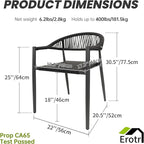 8 Pcs Stackable Patio Dining Chairs, Aluminum Rattan Outdoor Dining Chair with Arms, Woven Rope Garden Armchair Metal No Assembly for Bistro Balcony Porch Deck Yard Cafe Restaurant, Black