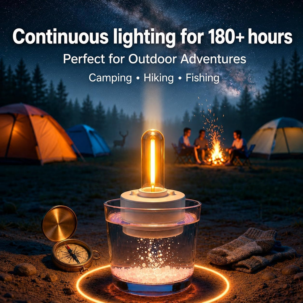 Saltwater Emergency Light – No Sunlight Required, Instantly Illuminated by Saltwater, Battery-Free, Waterproof Camping Light, Suitable for Power outages and Hurricane Weather.