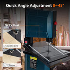 8 in band saw, explorehorizon 0-45 tilting range shown in use