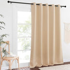 NICETOWN Blackout Window Curtain 90 inch Length - Room Darkening Thermal Insulated Solid Grommet Drape Light Blocking for Bedroom/Doorway (Biscotti Beige, 1 Panel, W66 by L90)