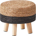 wimarsbon round foot stool natural seagrass poufs ottoman, main product view