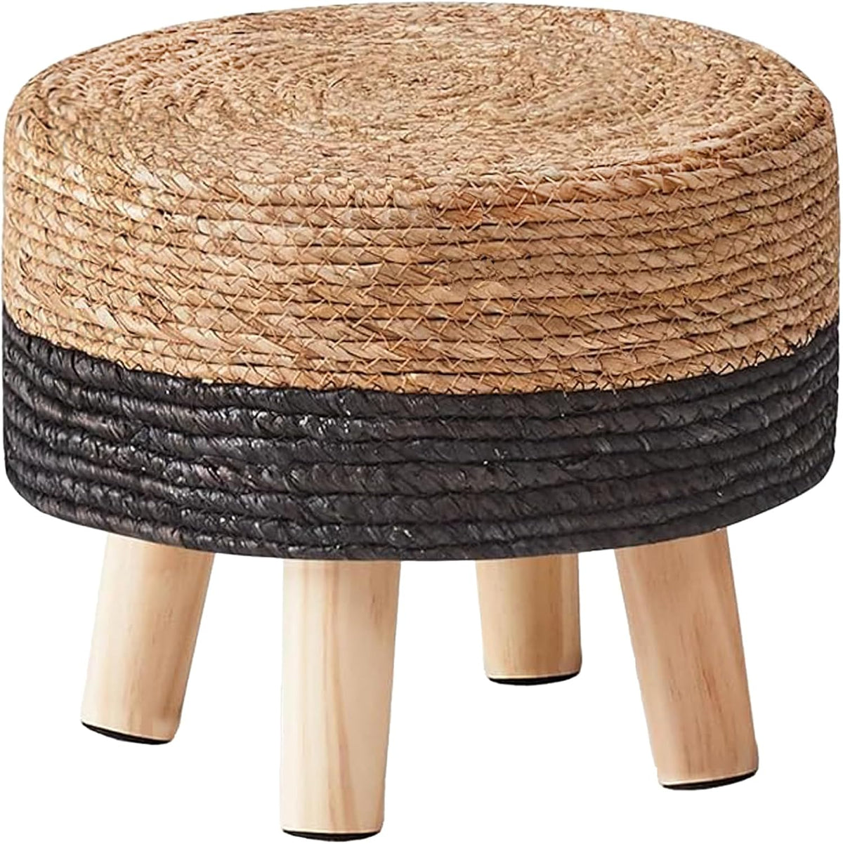 wimarsbon round foot stool natural seagrass poufs ottoman, main product view
