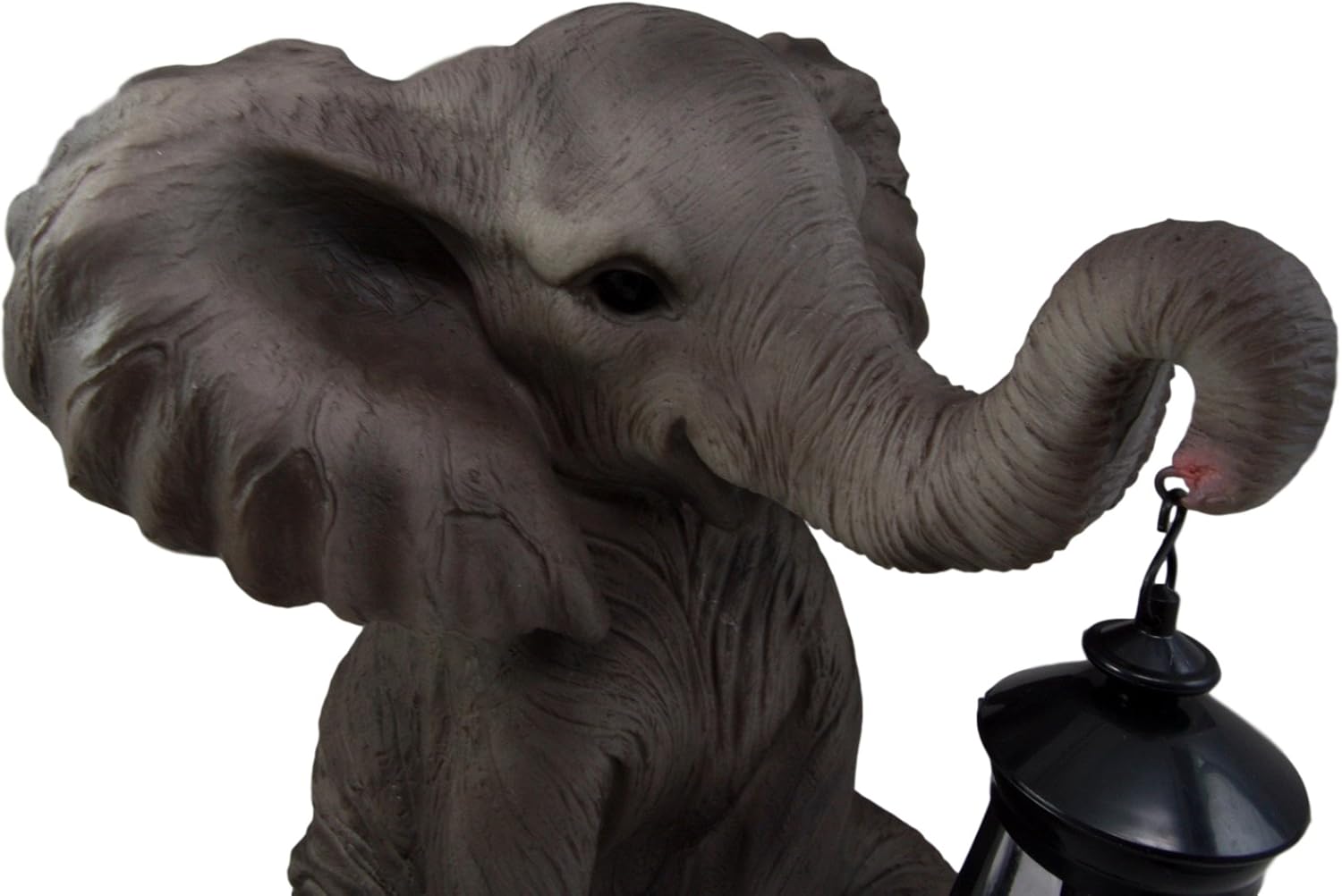 Ebros Safari Savanna Wildlife Animal Melee Adorable Pachy Elephant Statue Home Patio Decor Figurine with Solar LED Light Lantern Lamp 13.75" H Guest Greeter Courtesy Light Path Lighter Sculpture