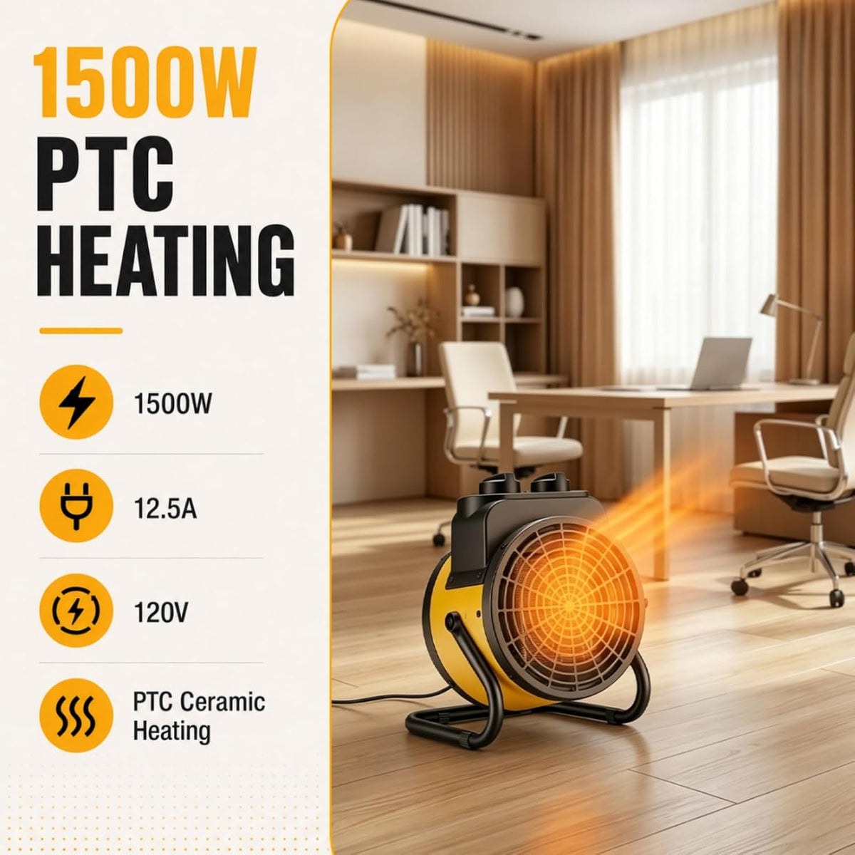 outdoor heaters for patio, 1500w portable garage heater showing dimensions