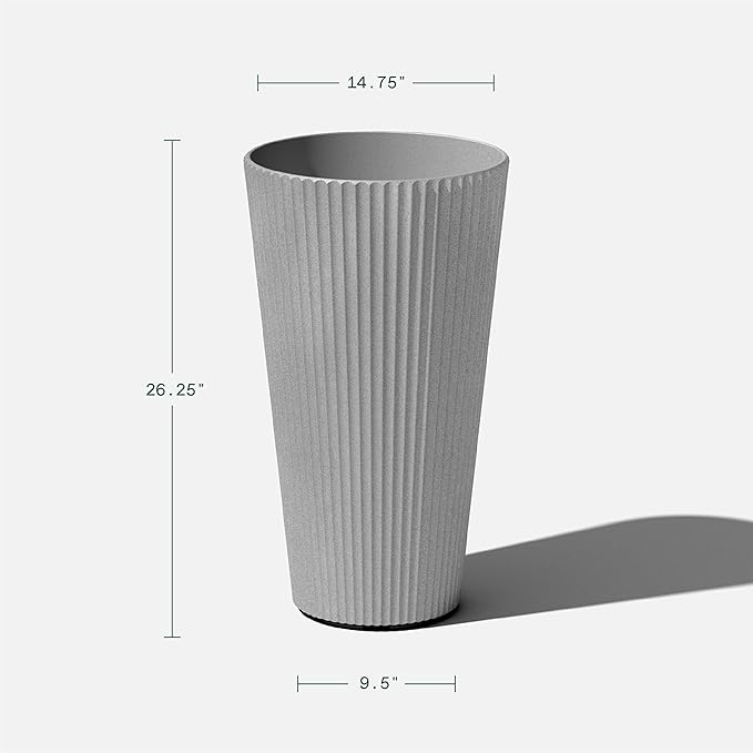 Veradek Demi Series Tall Planter for Porch, Patio, Backyard | Durable Plastic-Concrete Material | Modern Décor for Tall Plants, Grasses