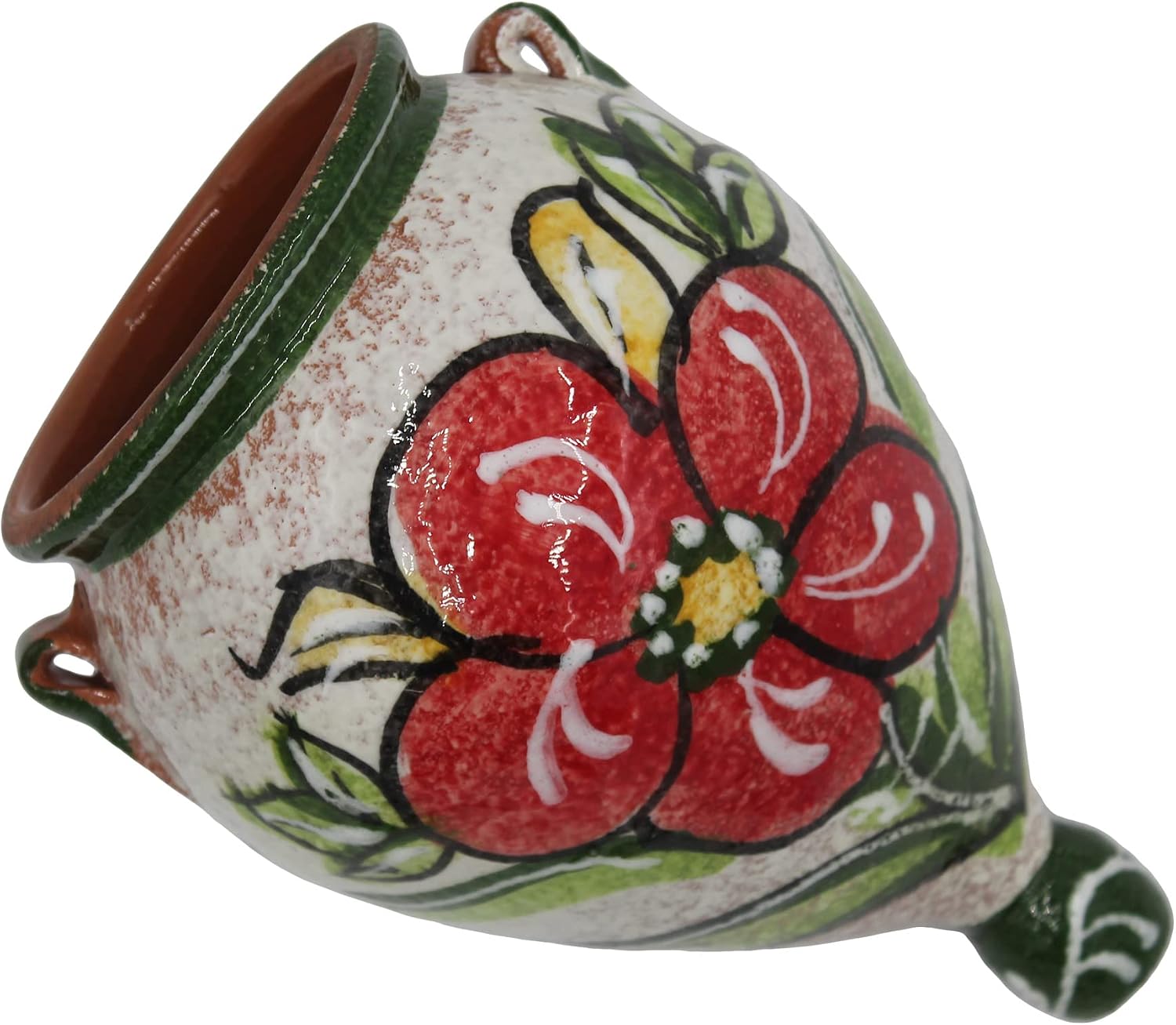 Spanish Hand-Painted Wall Orza Flower Pot, Green Design
