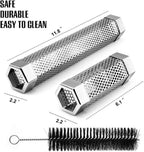 Pellet Smoker Tube, Electric Gas Grill Charcoal Smoke Box Accessories 6&12" | Pellet Grill Accessories, Hot/Cold Smoker, Smoker Box for Gas Grill, with Tube Brush, Premium Quality Stainless Steel
