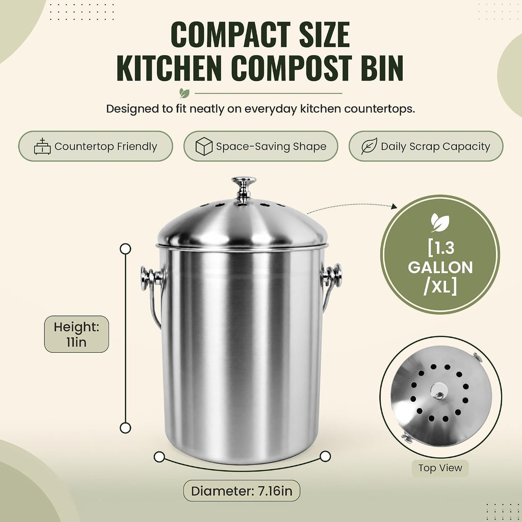 epica kitchen compost bin for kitchen countertops, 1.3 shown in use