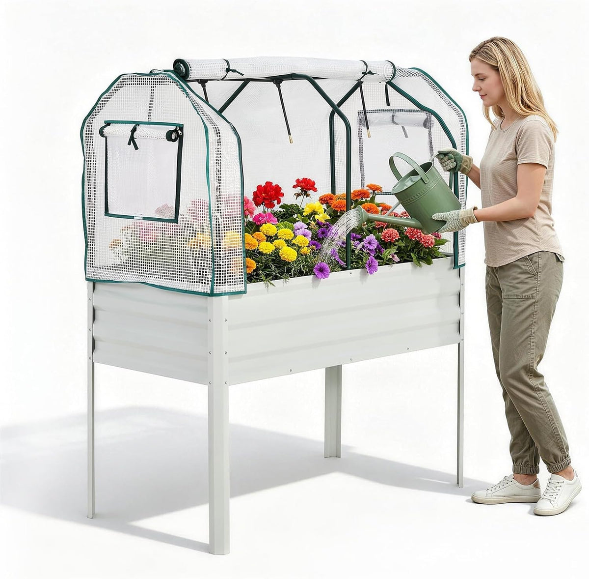 48×24×56in galvanized elevated raised garden bed with legs, main product view