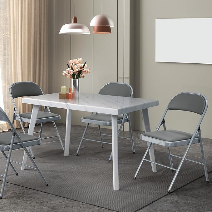 VINGLI 20 Pack Folding Chairs with Padded Seats, Metal Frame with Pu Leather Seat & Back, Capacity 350 lbs, Gray