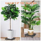 2 Pack Plant Stand with Wheels, 12" Rolling Plant Stand 264 LBS Heavy Duty Wooden Square Plant Caddy with Metal 360° Lockable Caster Wheels for Outdoor Indoor Large Plant Pots, Flower Pot, Patio-Black