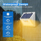 Peasur Solar Lights Outdoor Motion Sensor Waterproof, 6Pack 140LED White Solar Powered Fence Lights, 3 Modes Security Wall Lights for Garden Yard Outside Warm