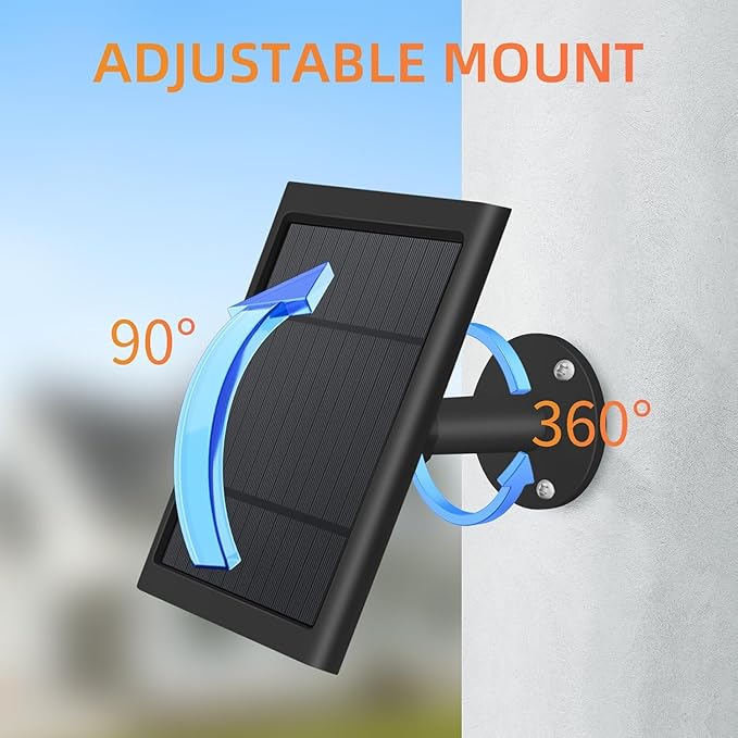USB-C to Ring Barrel Plug 7Pack 4W Solar Charger for Ringing Spotlight & Stick Up Outdoor Cam, Black, High Efficiency, 10FT/3M Long Cable with IP65 dustproof and Waterproof