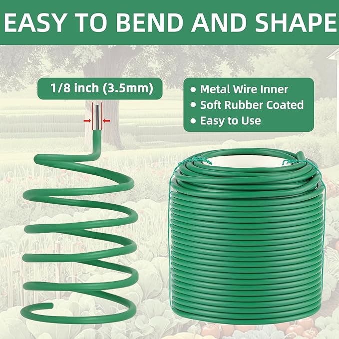 Soft Plant Ties, 164ft Garden Wire, 3.5mm Flexible Garden Ties for Climbing Plants, Tomato, Vines Plant, Flowers, Roses Plant Support