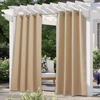 NICETOWN Indoor & Outdoor Curtains for Patio Waterproof, Sunlight Blocking Durable Curtains for Bedroom/Gazebo/Porch/Pavilion, Patio Covers for Shade and Rain, 1 Panel, W52 x L84 inch, Beige