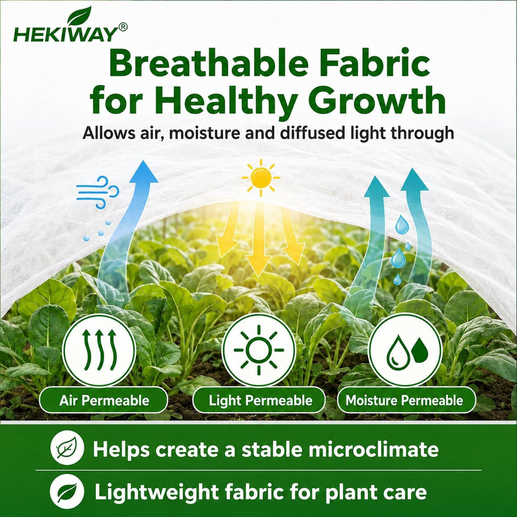 10 ft x 50 ft frost cloth, plant, side view