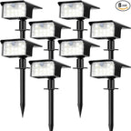 nipify 8 Pack Solar Spot Lights Outdoor - 62 LED Motion Sensor Outdoor Spotlights Waterproof with 3 Modes, Auto On/Off Solar Powered Landscape Lighting for Outside Yard Garden Tree Driveway,Cool White