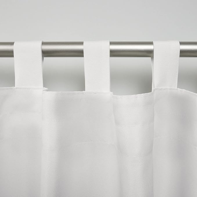 Exclusive Home Cabana Solid Indoor/Outdoor Light Filtering Hook-and-Loop Tab Top Curtain Panel Pair, 54"x120", Vanilla