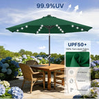 ABCCANOPY Durable Solar Led Patio Umbrellas with 32LED Lights 9FT (Forest Green)