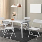 VINGLI 2 Pack White Plastic Folding Chair, Indoor Outdoor Portable Stackable Commercial Seat with Steel Frame 350lb. Capacity for Events Office Wedding Party Picnic Kitchen Dining