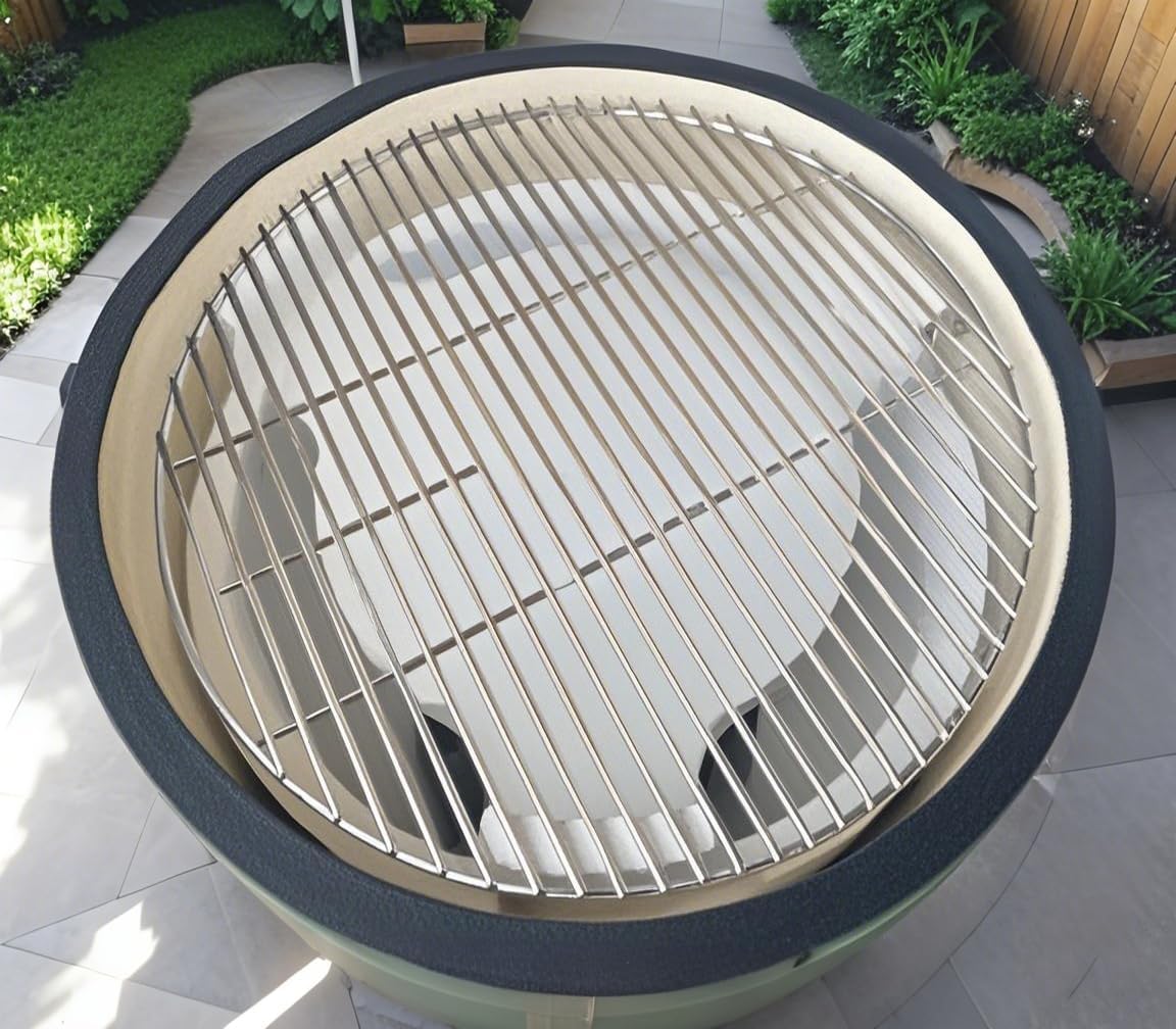 15 inch Heat Deflector, Plate Setter, Pizza Stone, Smoking Stone for Medium Big Green Egg Grill and 15" Diameter Cooking Grills, Kamado Grill, 15" Smoking Stone