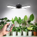 SANSI Grow Light for Indoor Large Plants, 80W High PPFD Dimmable, E26 Base | 4000K Full Spectrum, PPFD 720.9, Remote Timer & Dimmable, Folding Wings Wide Coverage, Cordless, Mid-Large Plants, ETL Listed