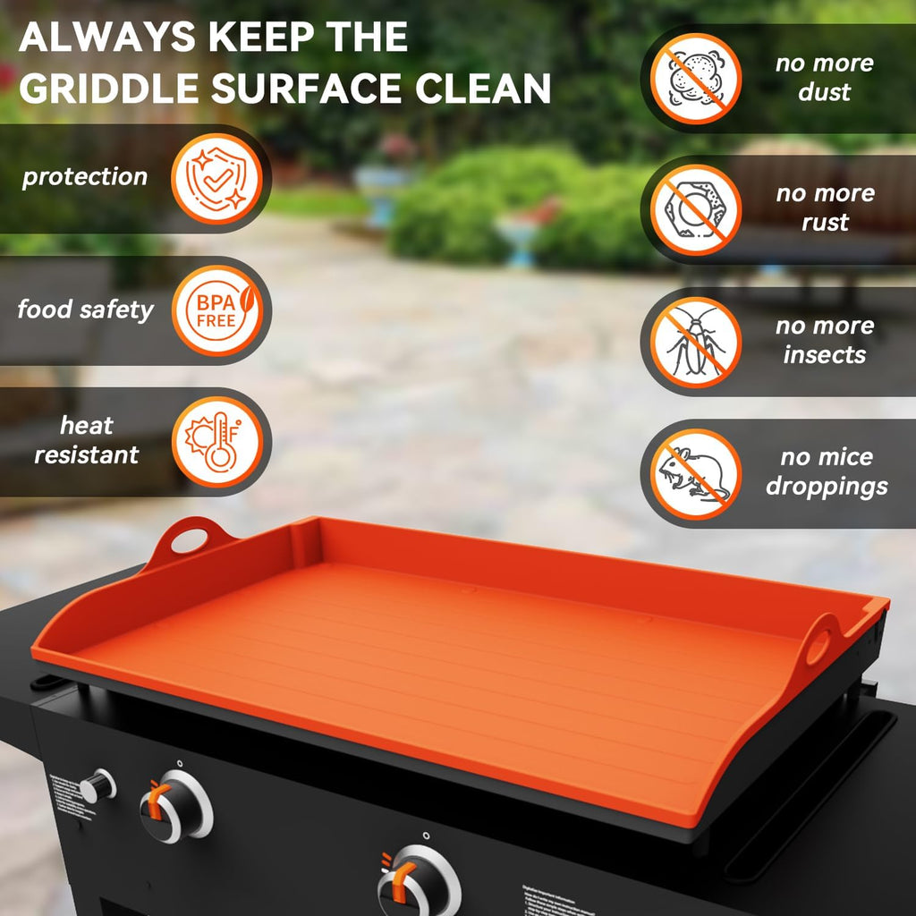 Magnetic Silicone Griddle Cover for Blackstone - 28 Inch Silicone Grill Mat Upgraded Heavy Duty Omnivore Griddle Top Cover for Blackstone Accessories, Protect Grill from Rust & Dirt (Orange 28 inch)