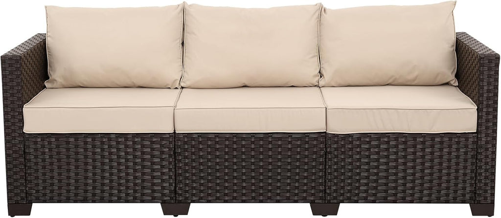 waroom patio couch pe rattan 3-seat outdoor sofa, main product view