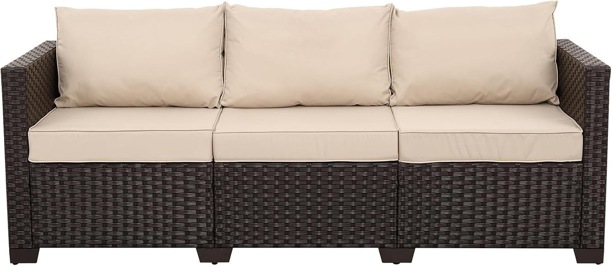 waroom patio couch pe rattan 3-seat outdoor sofa, main product view