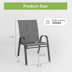 Patio Chairs Set of 4, Stackable Outdoor Dining Chairs for All Weather, Metal Modern Outside Furniture Chair for Pool Side, Garden, Backyard Deck, Dark Grey