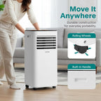 serenelife small air conditioner portable 10,000 btu with showing dimensions