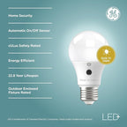 GE LED+ Dusk to Dawn A19 LED Light Bulbs, Automatic On/Off Outdoor Light, 8.5W, Soft White (3 Pack)