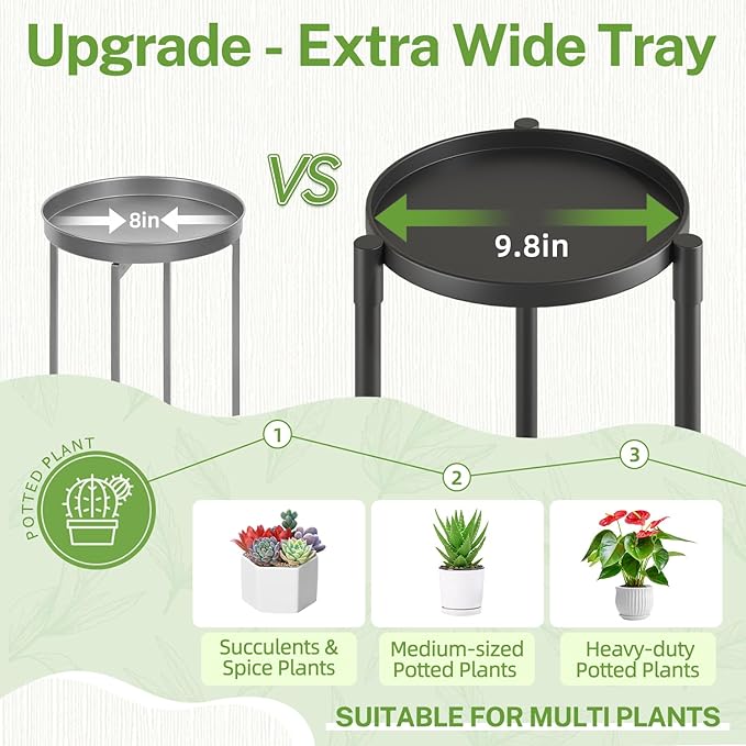 iDavosic.ly 3 Tier Plant Stand Indoor with 10 Inch Wide Tray, Tiered Corner Metal Outdoor Flower Display Holder, Vertical Tall Rack for Patio Porch Living Room, Modern Black