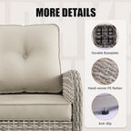 16-Piece Outdoor Patio Furniture Set with Rocking Swivel Chair, PE Wicker Rattan Sectional Sofa Patio Conversation Set with 55,000 BTU Fire Pit Table & Coffee Table, White