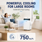 garvee 14000 btu portable ac with black top shown in use
