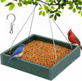 Gtongoko WPC Composite Platform Bird Feeder Hanging, Large 3.5 lbs Capacity, Durable, Seed Tray Bird Feeder for Outdoors with Metal Mesh Bottom Weather-Resistant for Garden Yard, Green