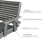 HDPE Porch Swing with 18/8 Stainless Steel Bolts, Ergonomic Design, Ultra Weather-Resistant, Heavy Duty 1200 LBS, for Outdoor Patio Garden Yard (Gray)