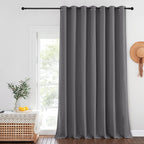 NICETOWN Sliding Glass Door Curtain Extra Long 132 inches Long, Grommet Thermal Insulated Blackout Patio Door Curtain Room Divider for Bedroom/Pergola, Gray, W100 x L132, 1 Panel