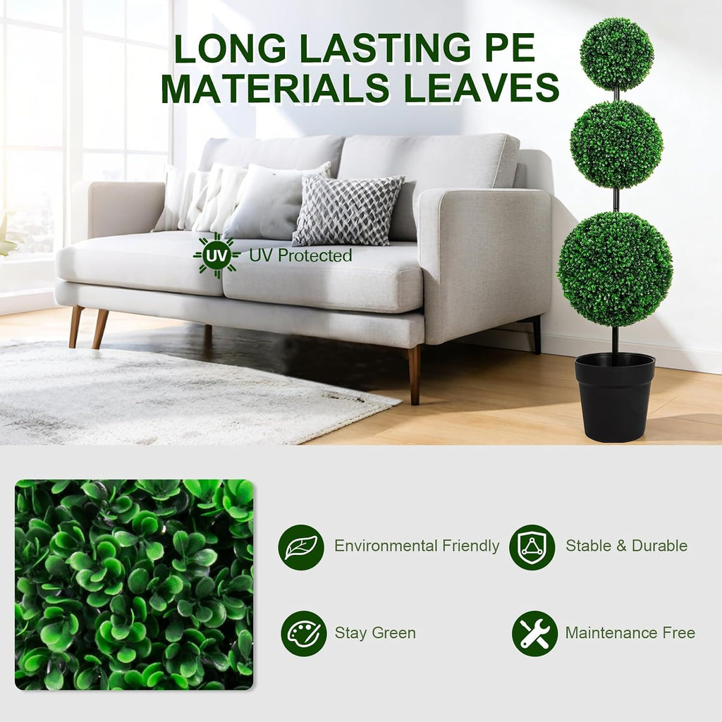 vivatrees 48 in artificial triple ball topiary trees on a desk or shelf