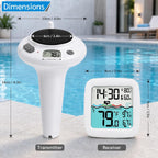 Solar Pool Thermometer, Wireless Floating Water Temperature Sensor, IPX8 Waterproof, Long Range Digital Display for Swimming Pool, Hot Tub, Spa, Pond & Lake