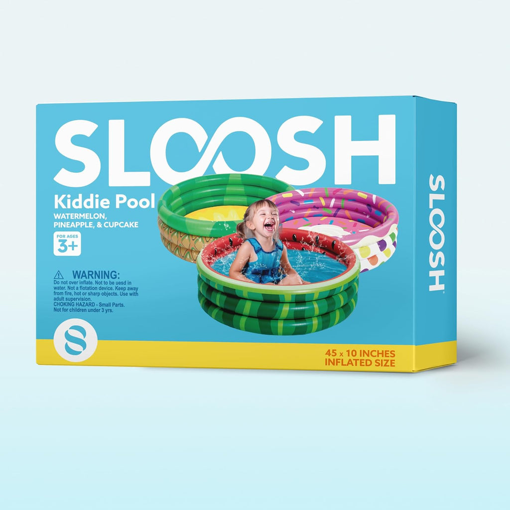3 Pack 45" X 10" Inflatable Kiddie Pools, Watermelon & Pineapple & Cupcake Swimming Pool for Kids Seasonal Merriment, Indoor&Outdoor Water Pool Baby Swimming Pool Pit Ball Pool