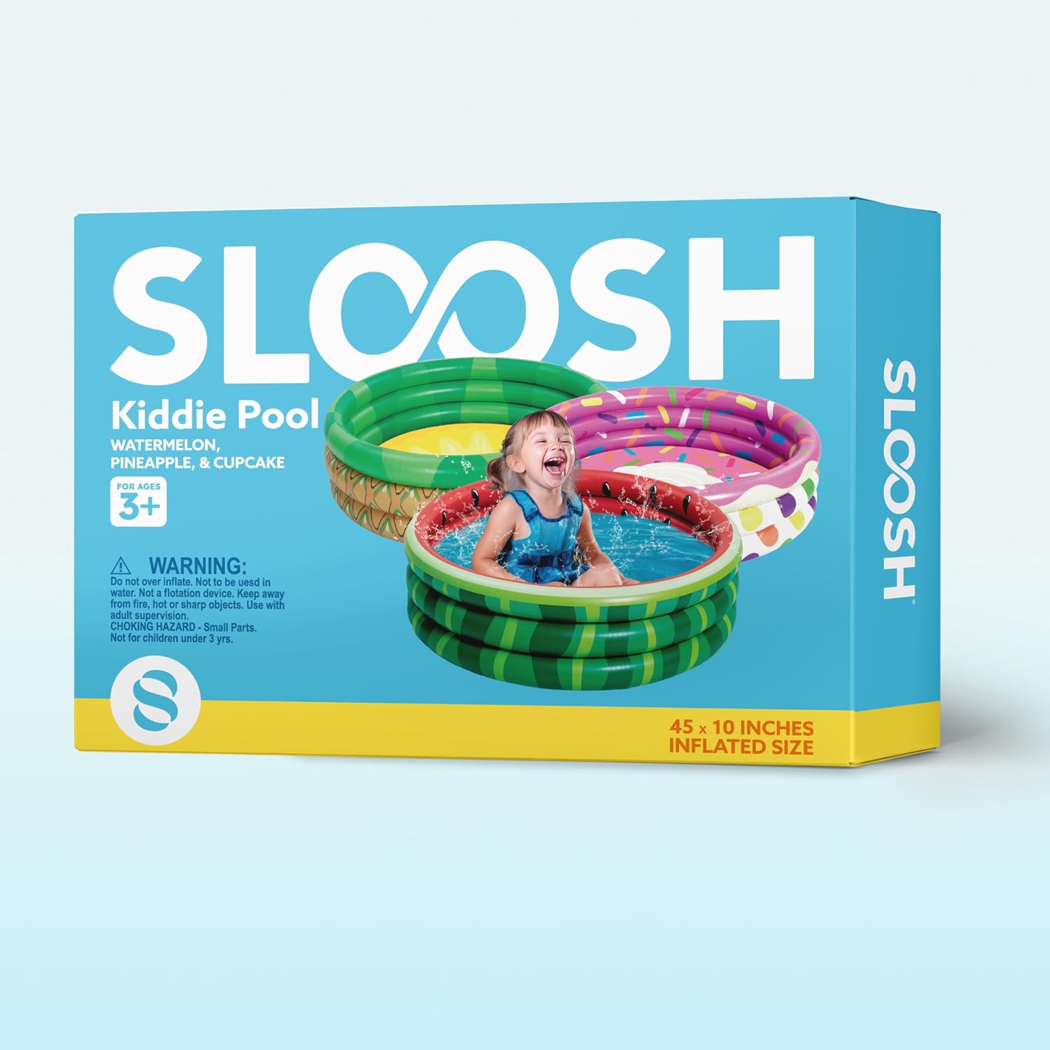 3 Pack 45" X 10" Inflatable Kiddie Pools, Watermelon & Pineapple & Cupcake Swimming Pool for Kids Seasonal Merriment, Indoor&Outdoor Water Pool Baby Swimming Pool Pit Ball Pool