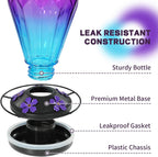 Glass Hummingbird Feeder for Outdoors Hanging, 25Oz Humming Bird Nectar Feeder, Perch, 5 Flower Feeding Ports, Leak Proof Base, Hook for Outside Garden Backyaard, Gift for Women, Diamond Purple