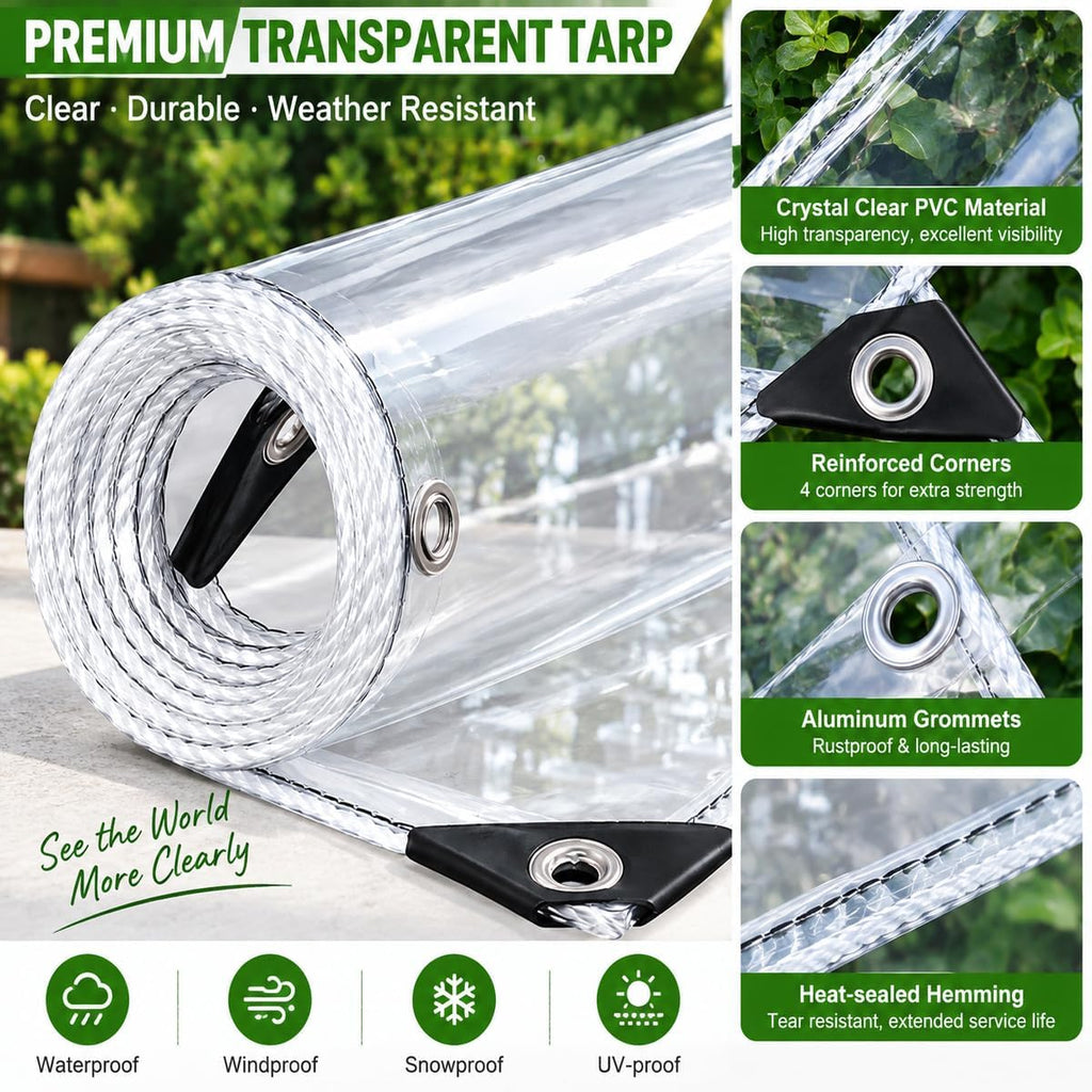 clear tarp 7x8 ft, 14 mil heavy duty, close-up detail