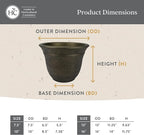 The HC Companies Sierra Round Self-Watering Pot - Lightweight Plastic Planter for Herbs & More - Durable Plant Pots for Indoor Plants & Outdoor Plants (16” Celtic Bronze, Pack of 2)