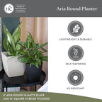 The HC Companies Aria Round Self-Watering Pot - Lightweight Plastic Planter for Herbs & More - Durable Plant Pots for Indoor Plants & Outdoor Plants (12" Sapphire Blue, Pack of 2)