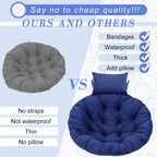 Tudomro Navy Blue Egg Chair Cushion Hanging Basket Chair Replacement 45x45 Hammock Basket Swing Waterproof Cushion Hanging Swing Pads with Headrest for Indoor Outdoor Porch Backyard Patio Garden
