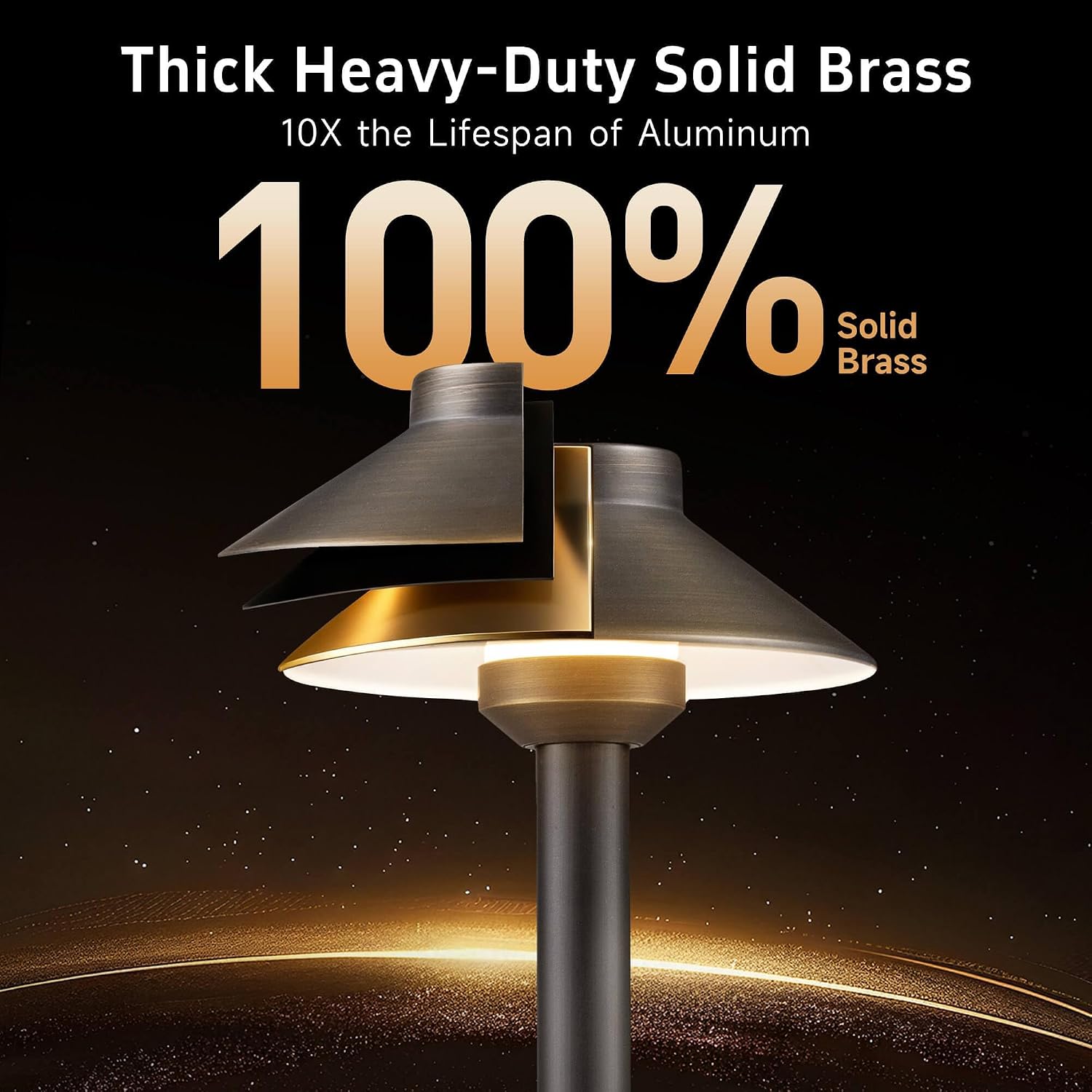 Brass Low Voltage Pathway Lights, 12V Hat-Top Bronze IP65 Waterproof LED Landscape Walkway Lights for Yard Driveway（G4 Bulb, Transformer & Wire Sold Separately）